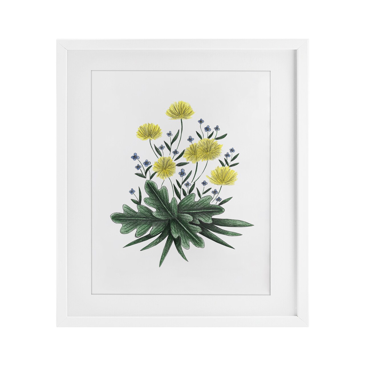 Stupell Industries Dandelion Flower Illustration Framed Print Under Glass, design by Cecilia Battaini